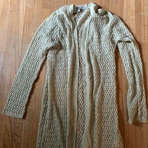 Beige crochet long cardigan